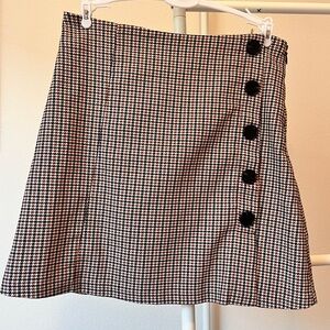 Forever 21 Houndstooth A-Line Mini Skirt - Black, White & Brown